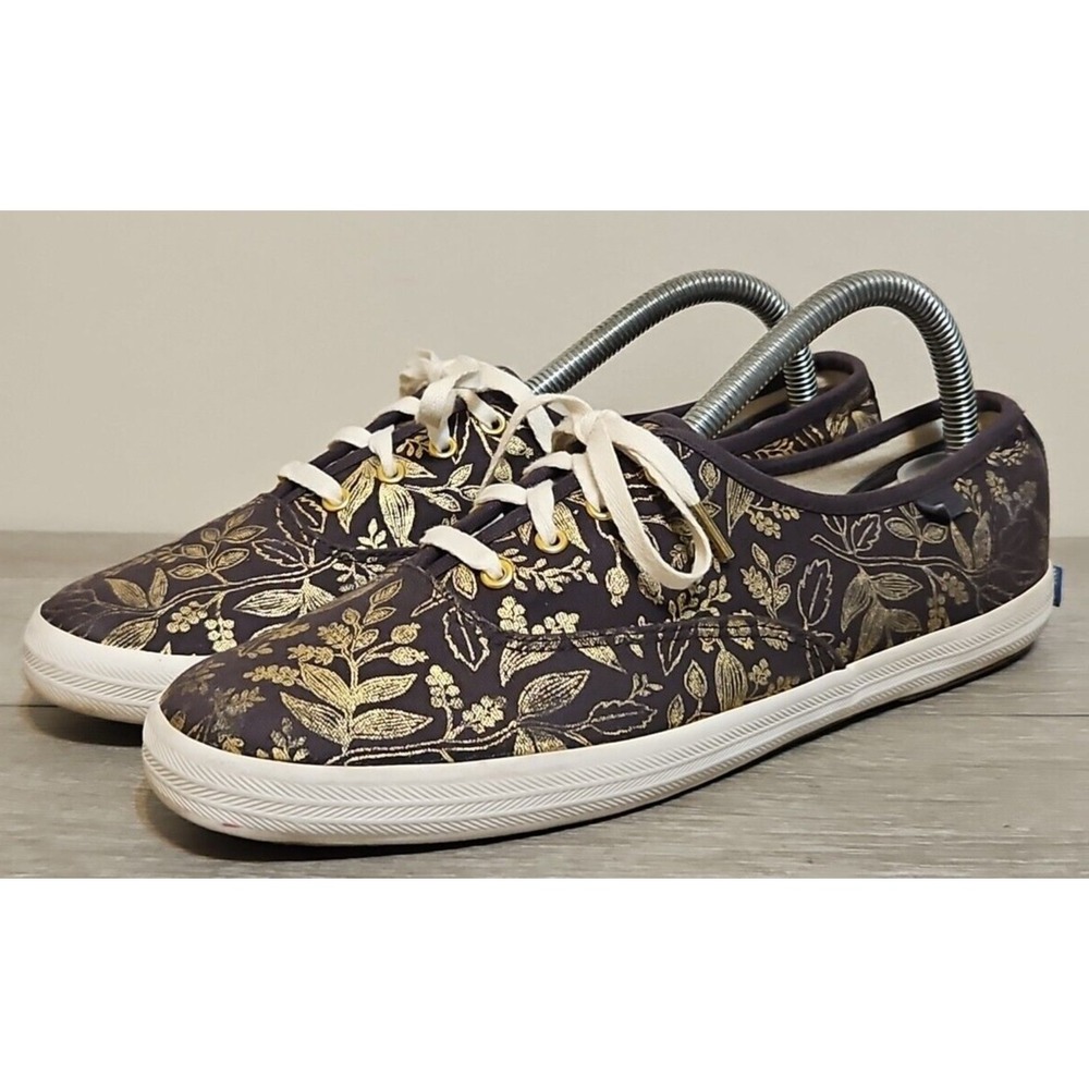 Keds Rifle‎ Paper Co Kickstart Womens Size 8.5 Shoes Brown Gold Floral Sneakers